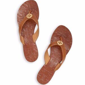 Tory Burch Women's Thora Flip Flop Sandal in Brown Leather Size 12